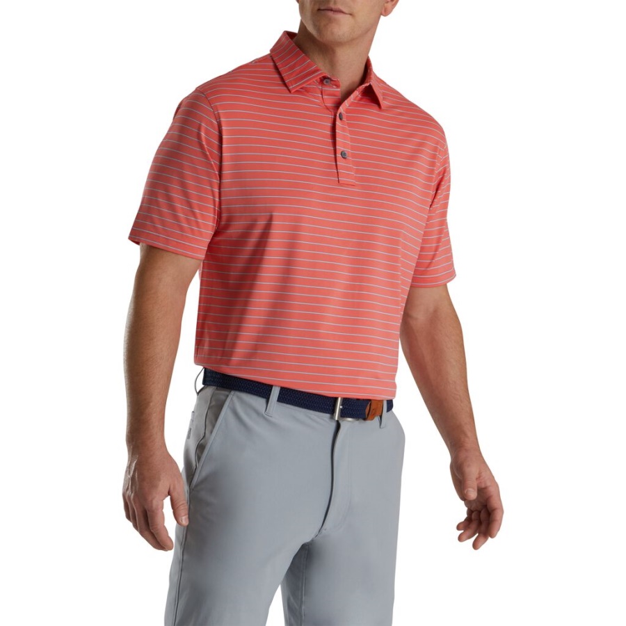 Coral Triple Pinstripe Lisle Self Collar Footjoy Danmark
