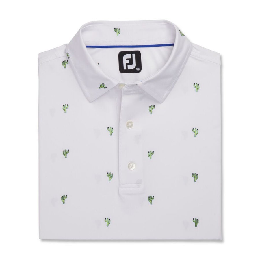 Kaktus Print Lisle Self Krave Hvid Footjoy Danmark