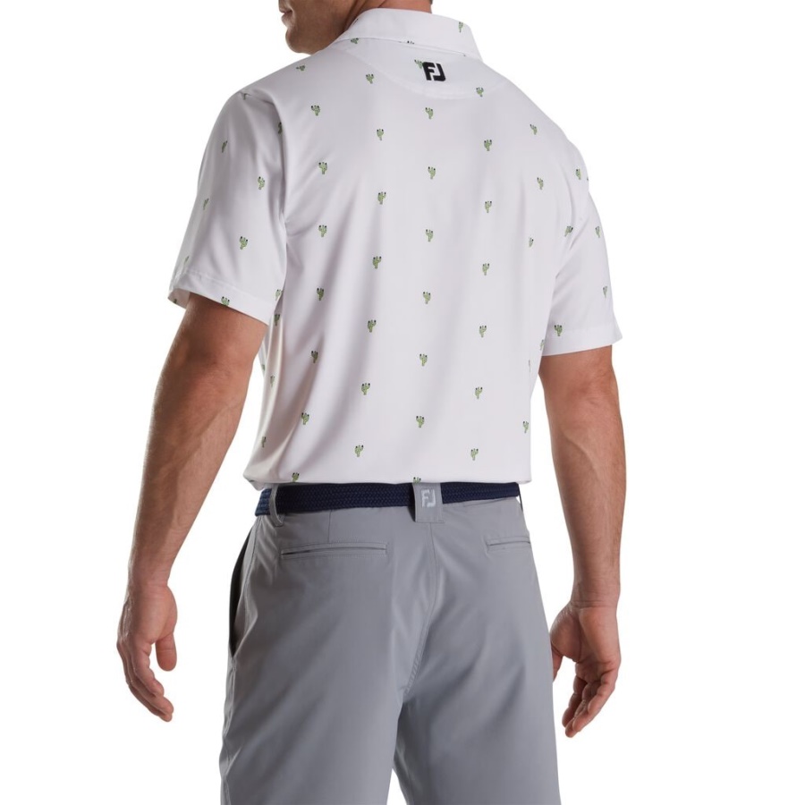 Kaktus Print Lisle Self Krave Hvid Footjoy Danmark