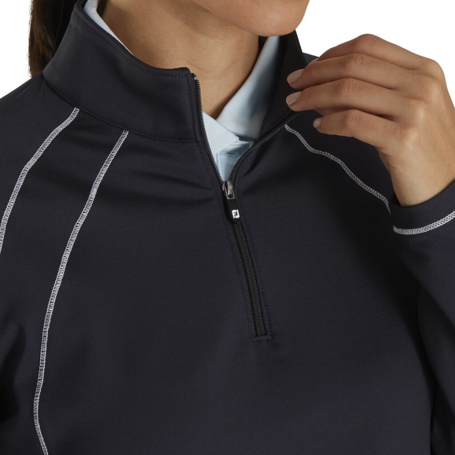 Sort Footjoy Danmark Jersey Strik Kvart Lynlås Mellemlag Kvinder Forrige Sæson Stil