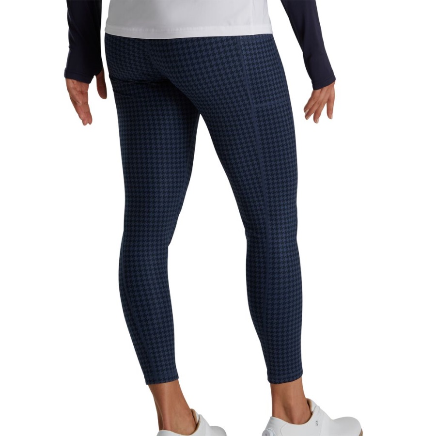 Footjoy Danmark Marineblå Houndstooth Print Leggings Kvinder