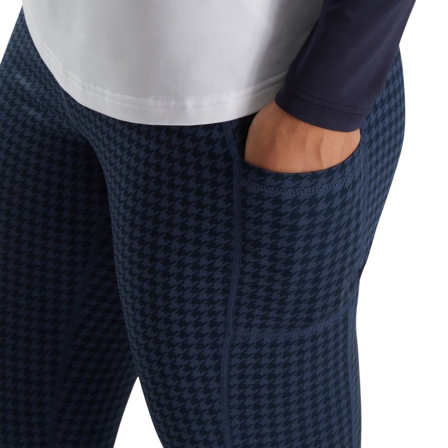 Footjoy Danmark Marineblå Houndstooth Print Leggings Kvinder
