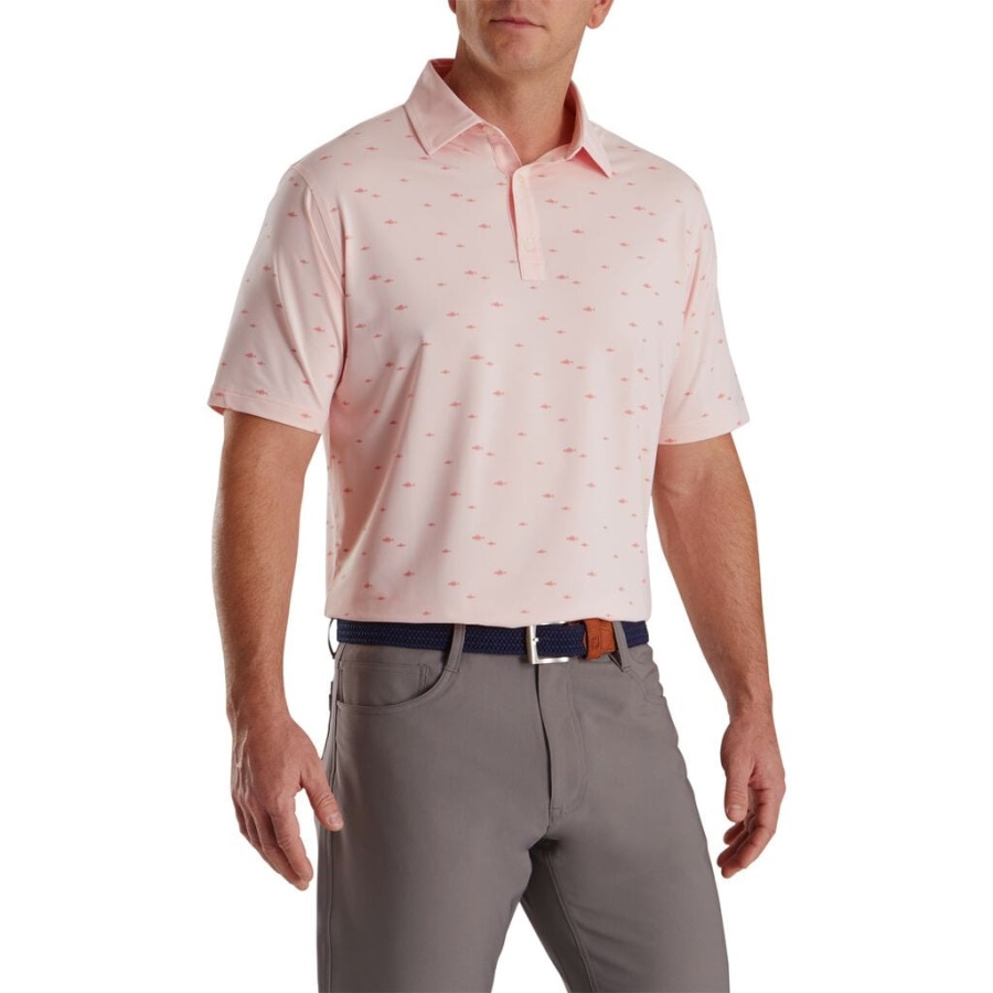 Pink Athletic Fit School Of Fish Print Lisle Self Collar Footjoy Danmark