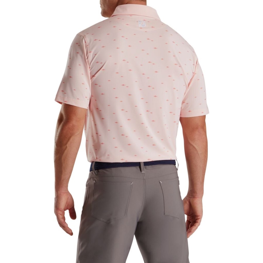 Pink Athletic Fit School Of Fish Print Lisle Self Collar Footjoy Danmark