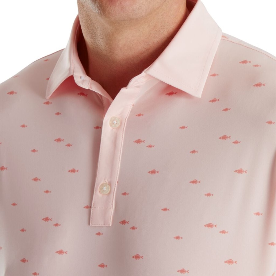 Pink Athletic Fit School Of Fish Print Lisle Self Collar Footjoy Danmark