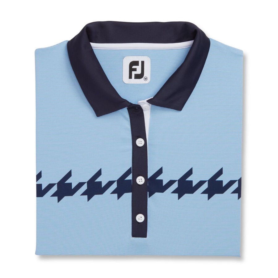 Footjoy Danmark Blå Kasketærmet Houndstooth Print Kvinder