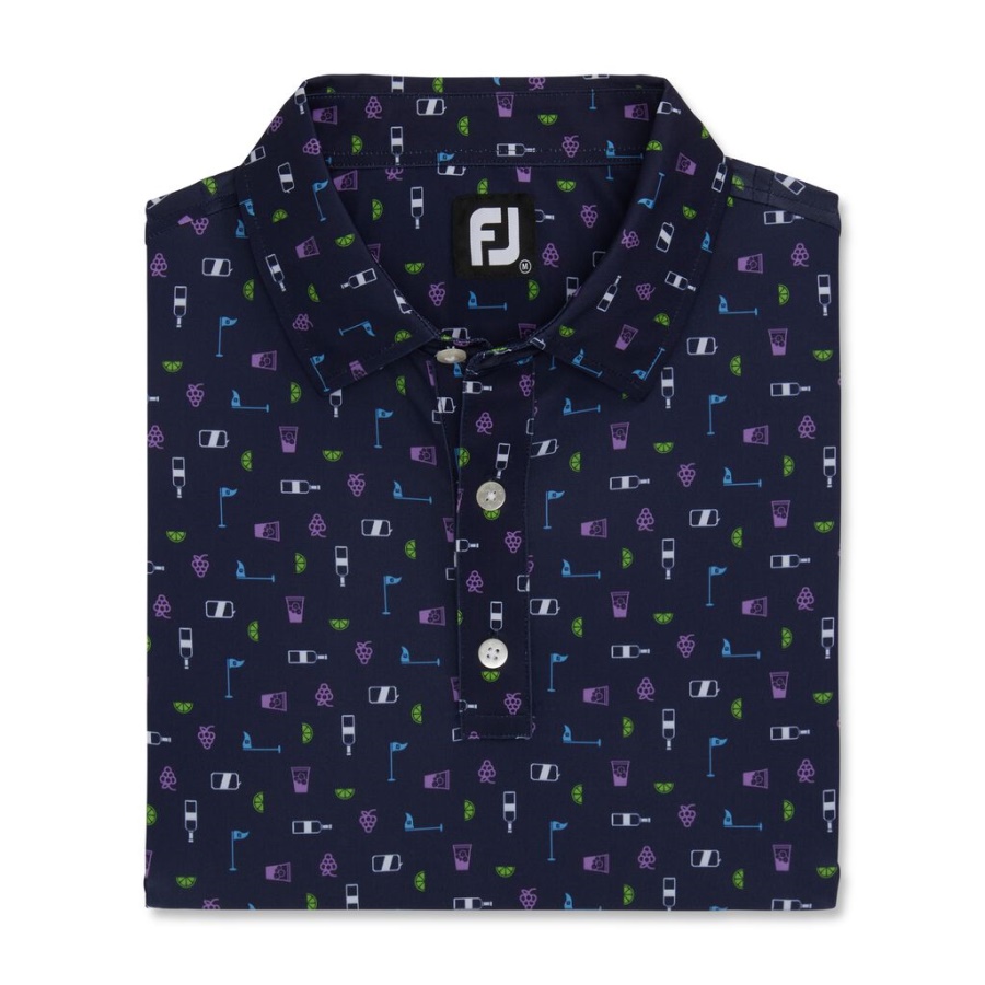 Footjoy Danmark Navy Transfusion Print Lisle Self Krave