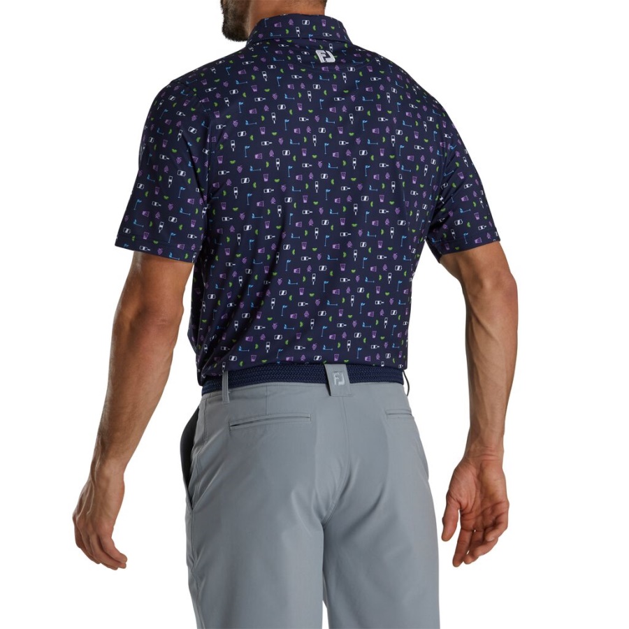 Footjoy Danmark Navy Transfusion Print Lisle Self Krave