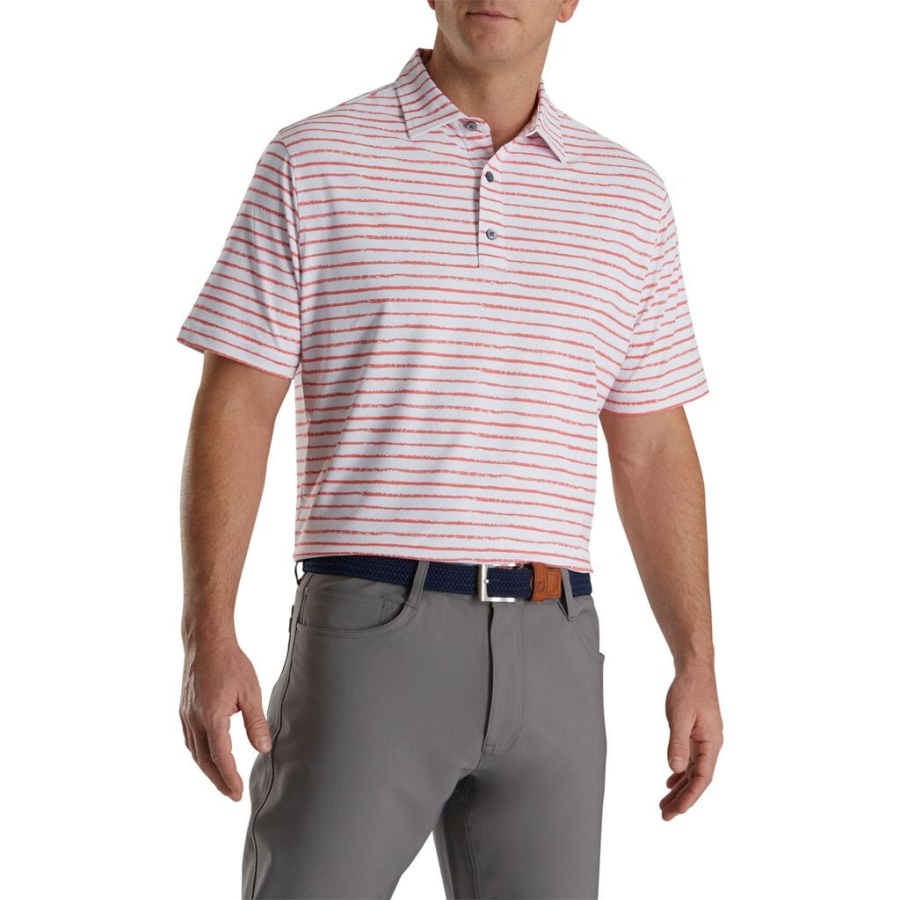 Kridt Streg Print Stretch Pique Self Krave Hvid Footjoy Danmark