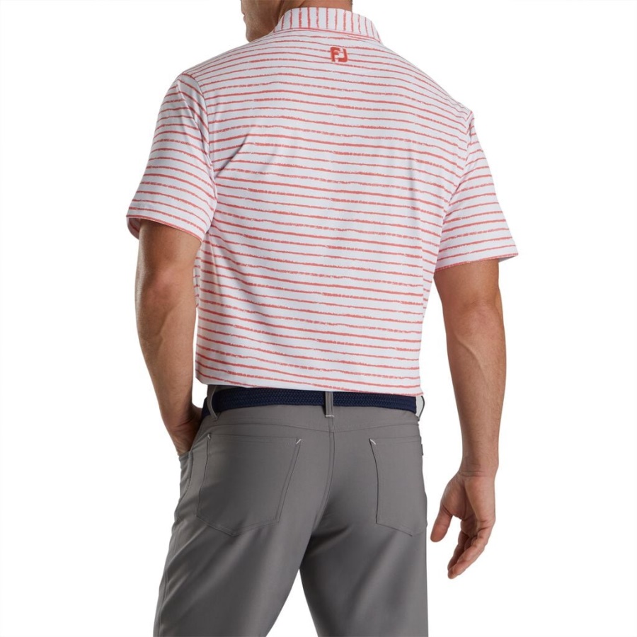 Kridt Streg Print Stretch Pique Self Krave Hvid Footjoy Danmark