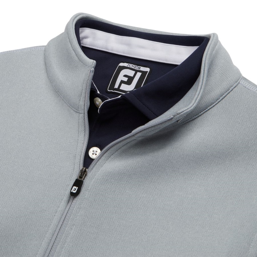 Halv Lynlås Kontrastsøm Mellemlag Junior Grå Footjoy Danmark