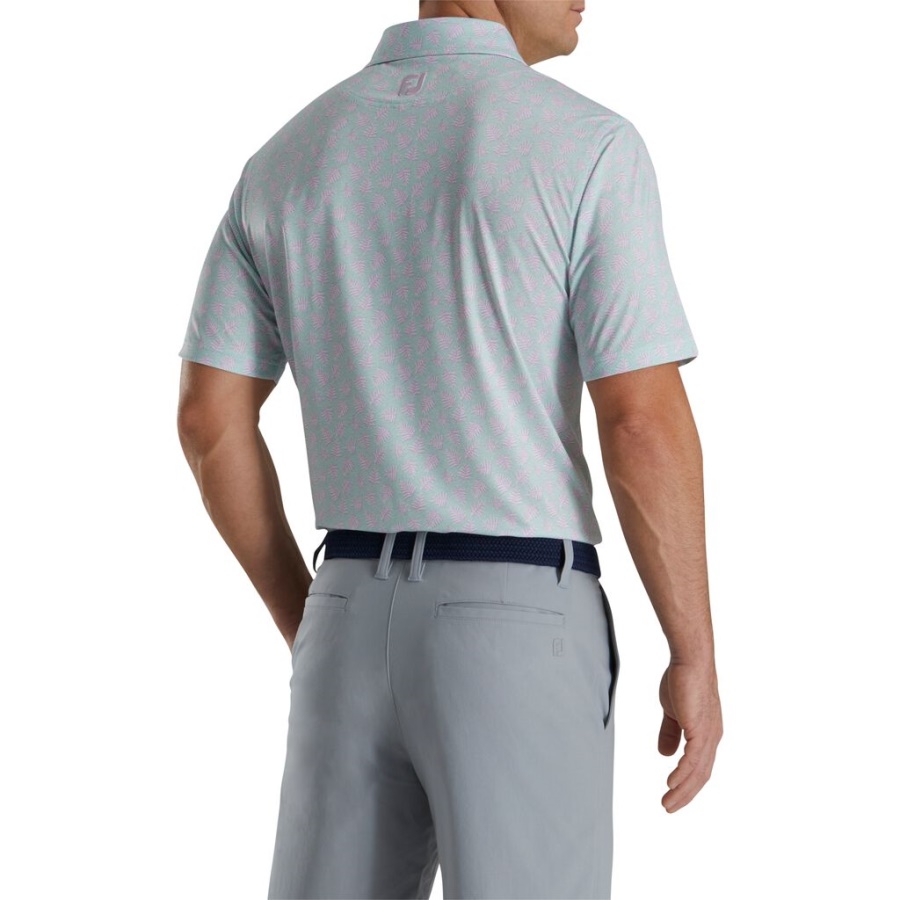 Footjoy Danmark Sage Atletisk Pasform Shadow Palm Print Lisle Self Krave