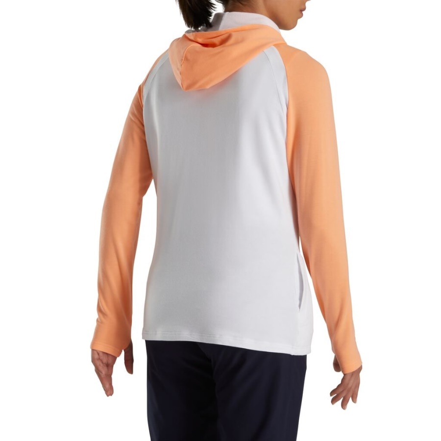 Footjoy Danmark Color Block Hættetrøje Kvinder Hvid