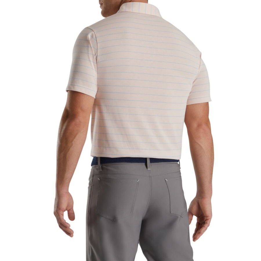 Atletisk Pasform åben Stribet Jersey Selvkrave Pink Footjoy Danmark