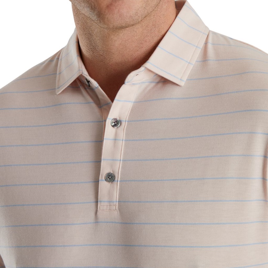 Atletisk Pasform åben Stribet Jersey Selvkrave Pink Footjoy Danmark