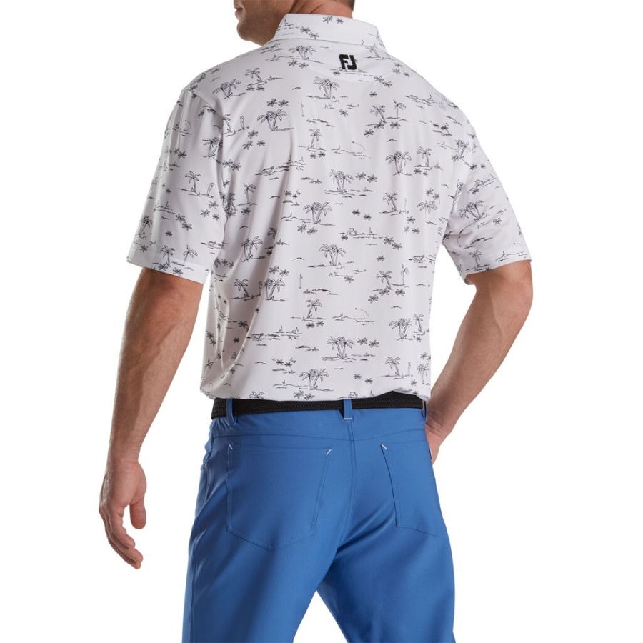 Tropic Golf Print Lisle Self Krave Hvid Footjoy Danmark