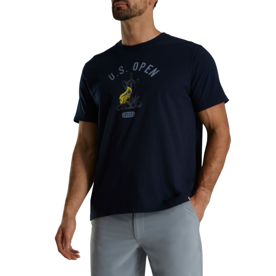 Footjoy Danmark 2022 U.s. åben Dato Grafisk T-shirt Tidligere Sæson Stil Marineblå