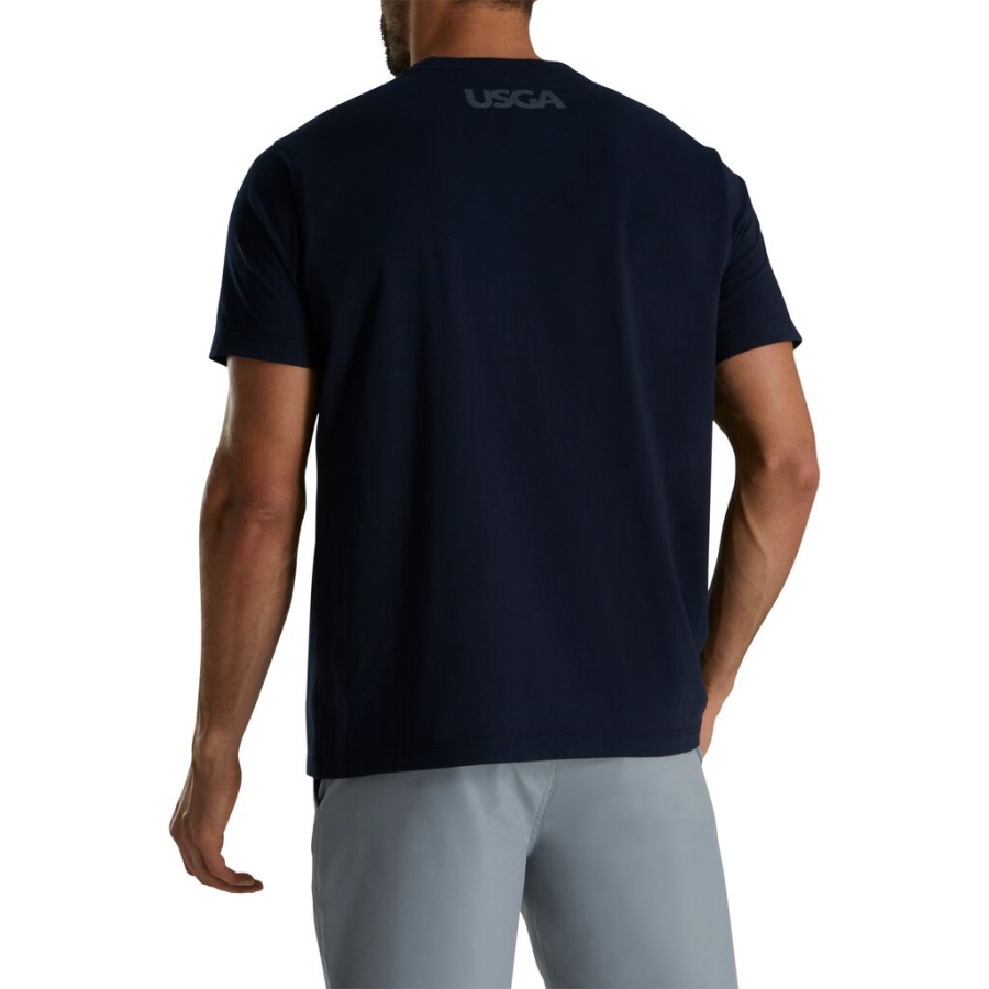 Footjoy Danmark 2022 U.s. åben Dato Grafisk T-shirt Tidligere Sæson Stil Marineblå