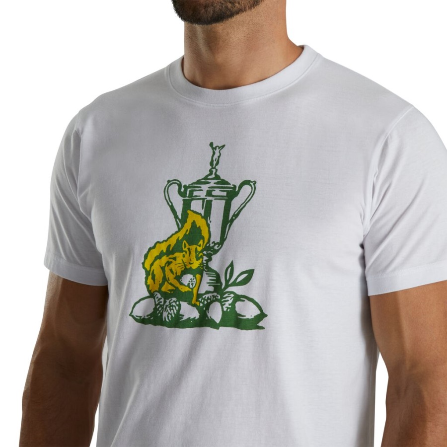 Footjoy Danmark White 2022 U.s. åben Egern Grafisk Tee Tidligere Sæson Stil