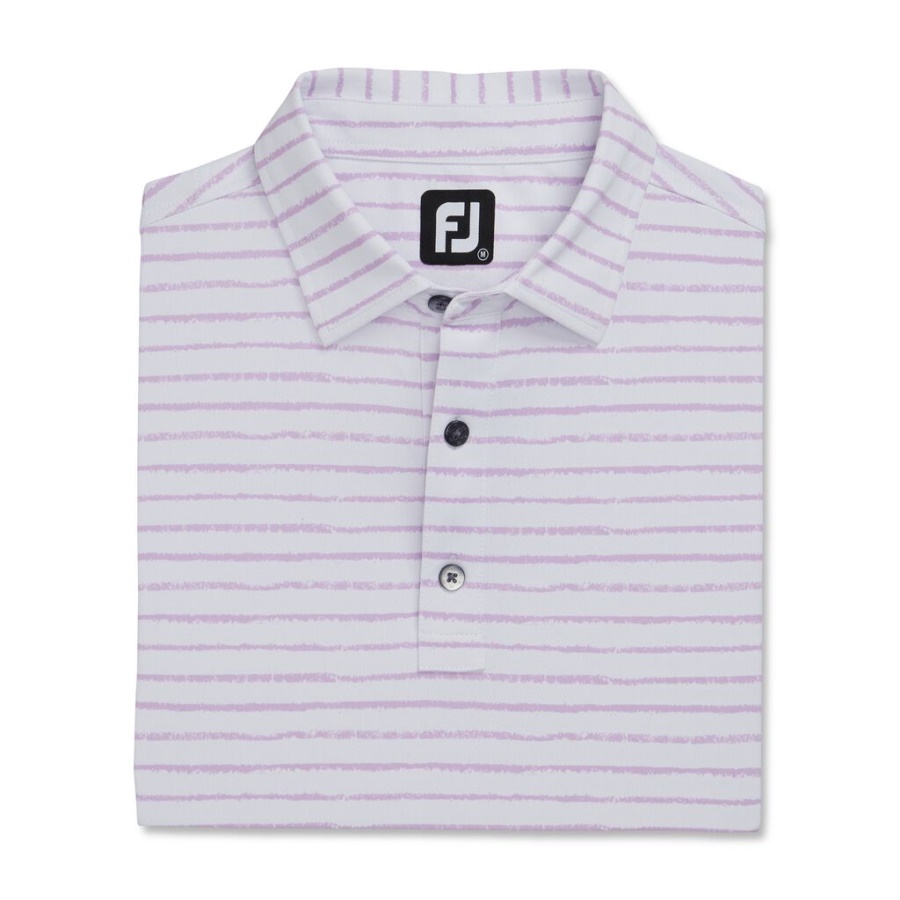Footjoy Danmark Kridt Streg Print Stretch Pique Self Krave Hvid