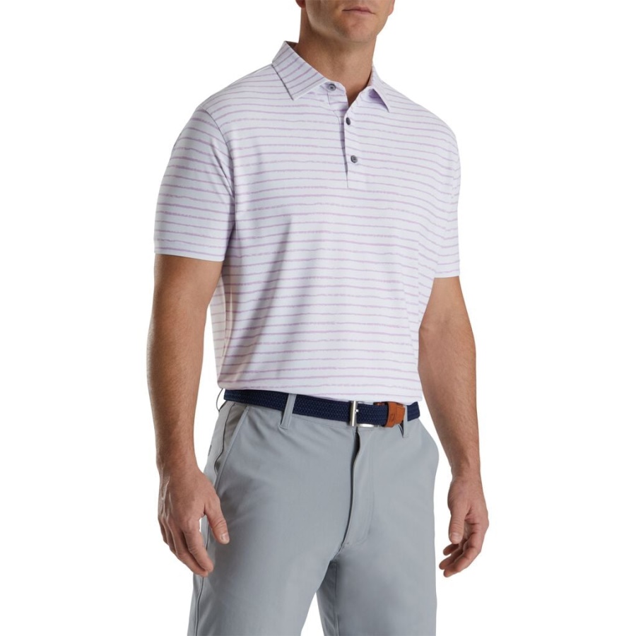 Footjoy Danmark Kridt Streg Print Stretch Pique Self Krave Hvid