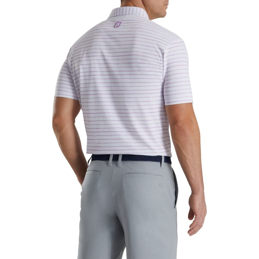 Footjoy Danmark Kridt Streg Print Stretch Pique Self Krave Hvid