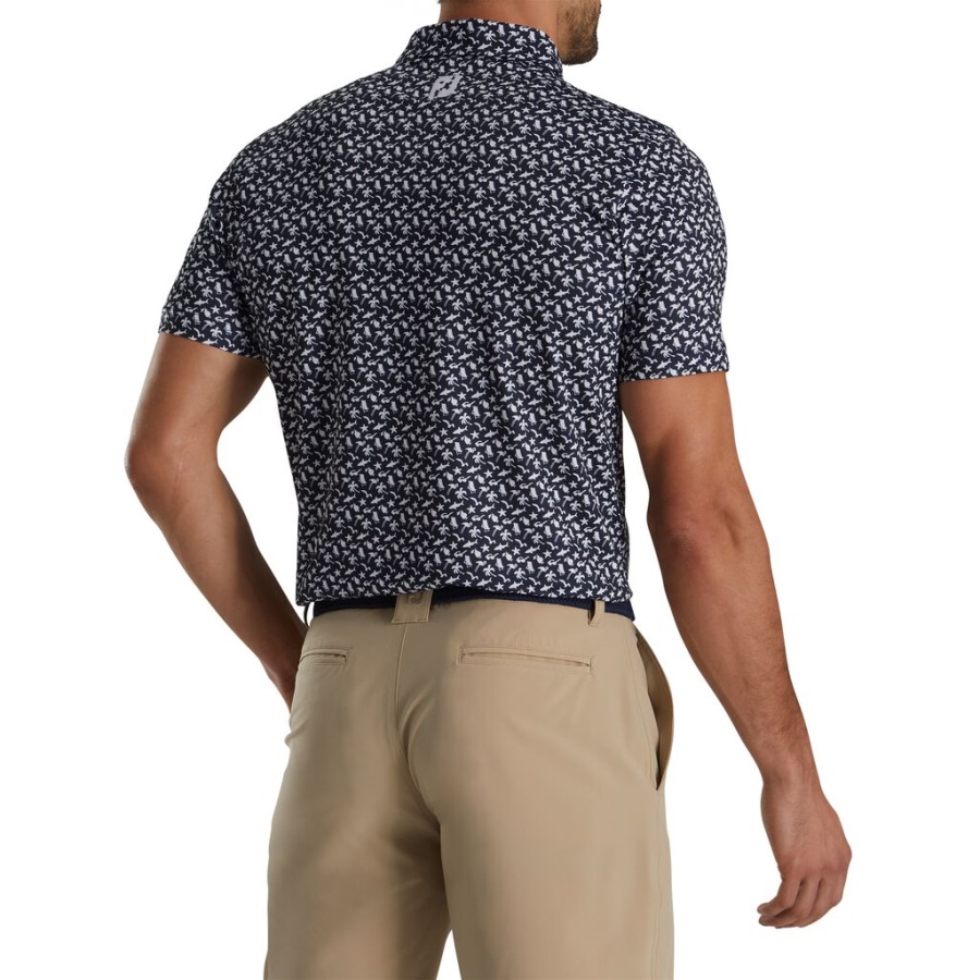 Footjoy Danmark Navy Atletisk Pasform Strandprint Lisle Self Krave