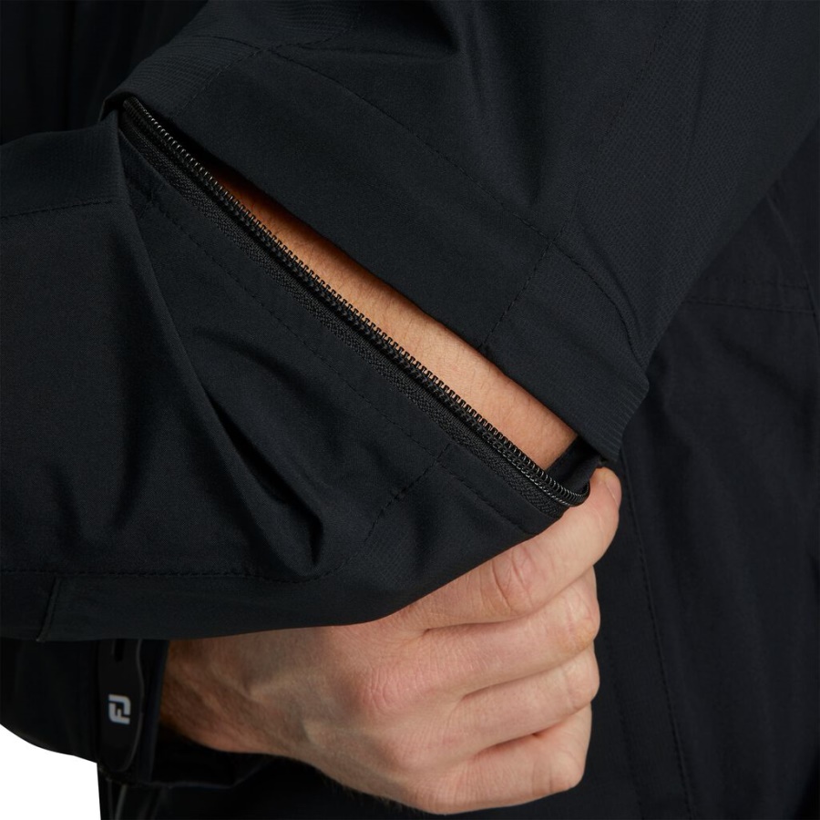 Footjoy Danmark Sort Hydrolite Regnjakke Med Lynlås Af ærmer
