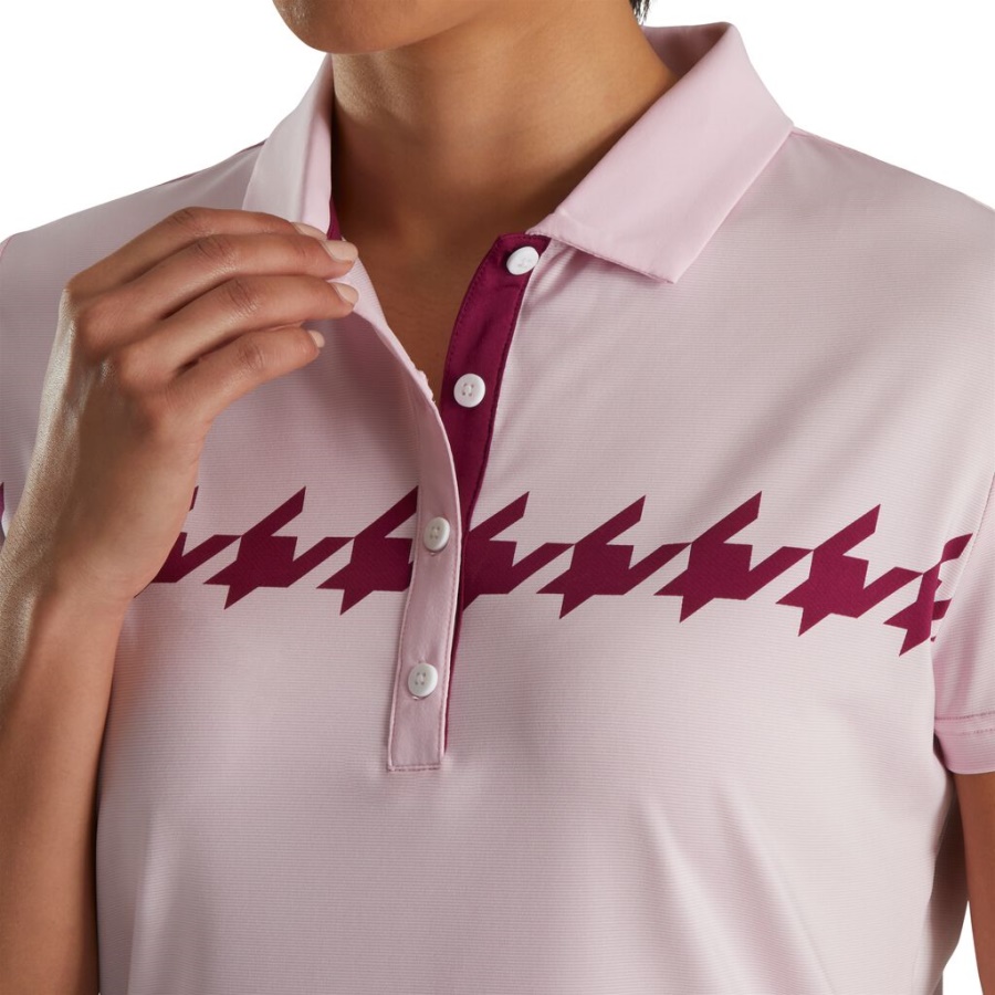 Pink Footjoy Danmark Kasketærmet Houndstooth Print Kvinder