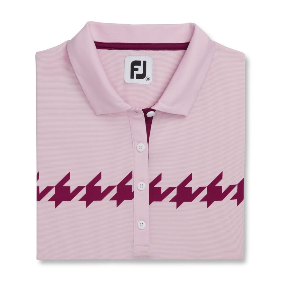 Pink Footjoy Danmark Kasketærmet Houndstooth Print Kvinder