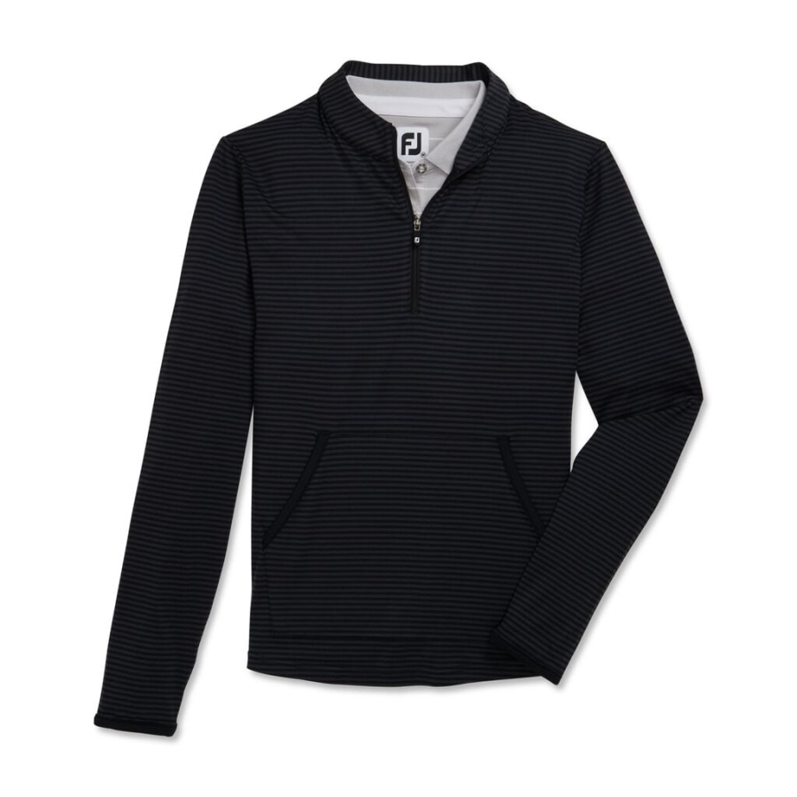 Footjoy Danmark Sort Halv Lynlås Tonal Stribe Mellemlag Kvinder