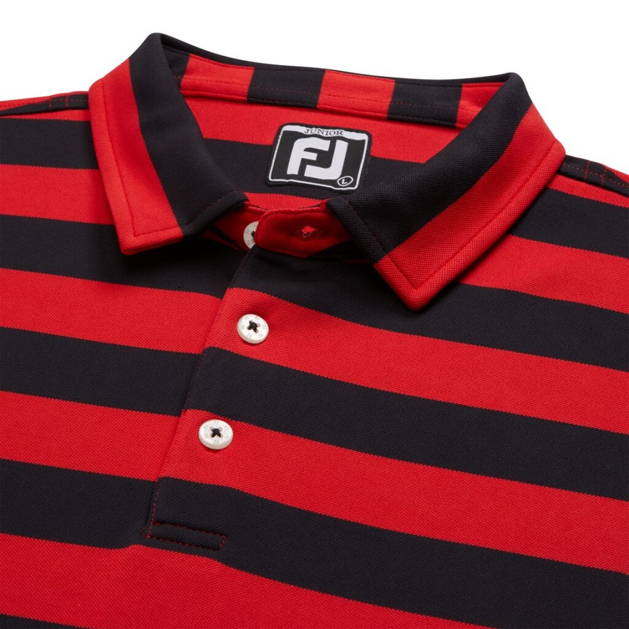 Rød Rugbystribe Pique Junior Footjoy Danmark