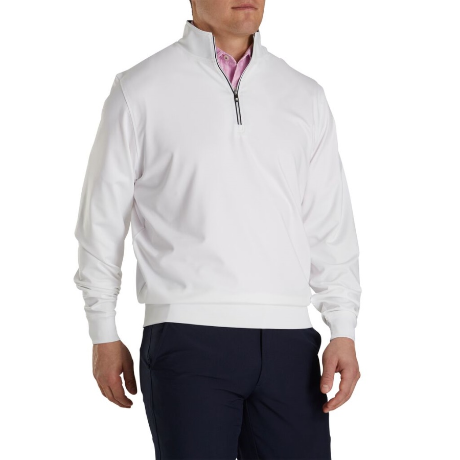 Footjoy Danmark Hvid Halv Lynlås Pullover