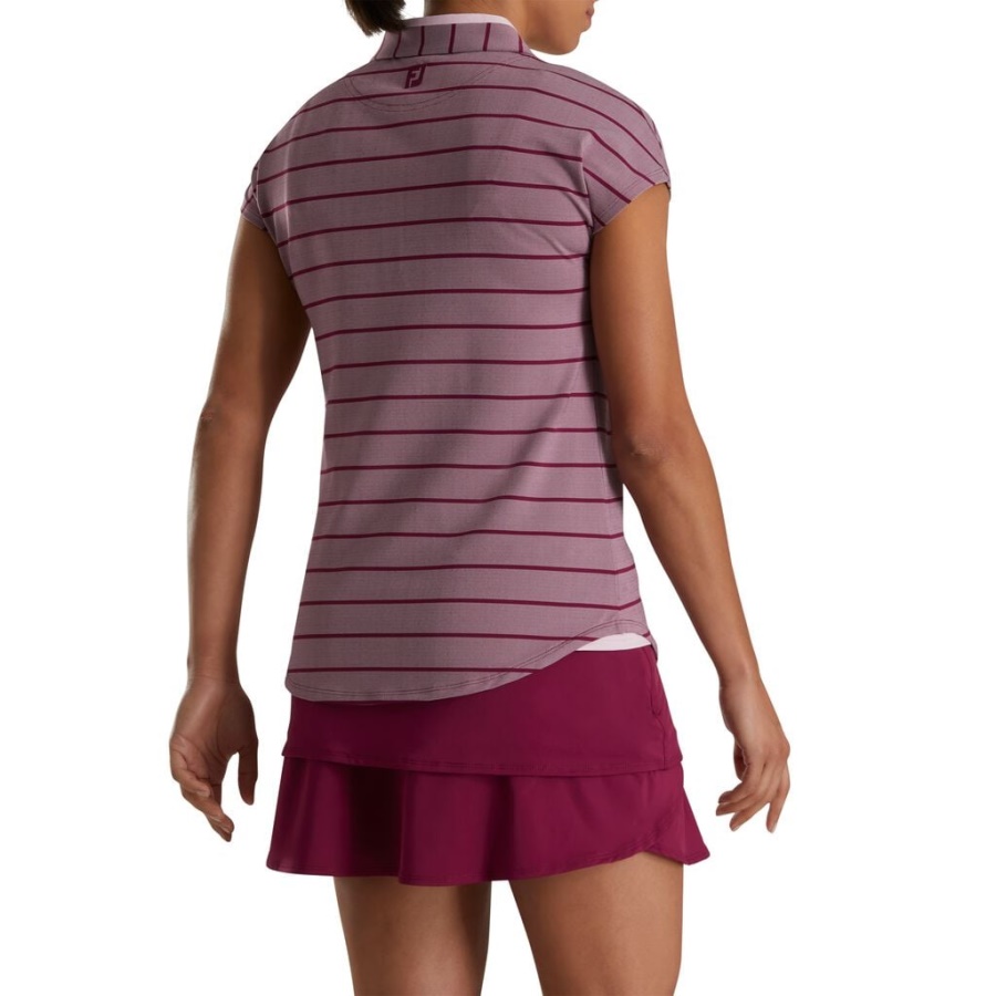 Footjoy Danmark Kasketærmet Birdseye Stribe Jacquard Kvinder Fig