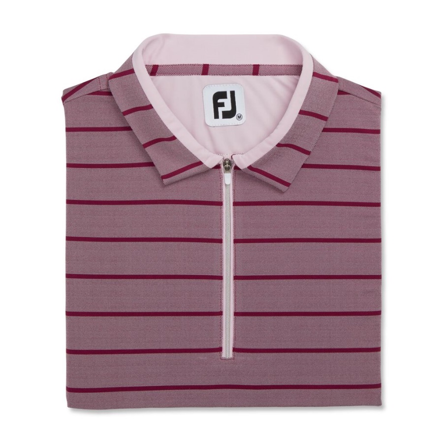 Footjoy Danmark Kasketærmet Birdseye Stribe Jacquard Kvinder Fig
