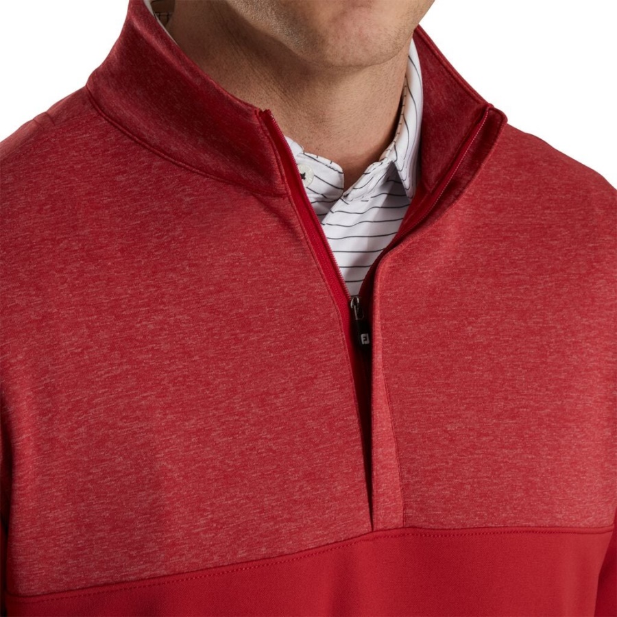 Footjoy Danmark Crimson Heather Yoke Halv Lynlås Mellemlag