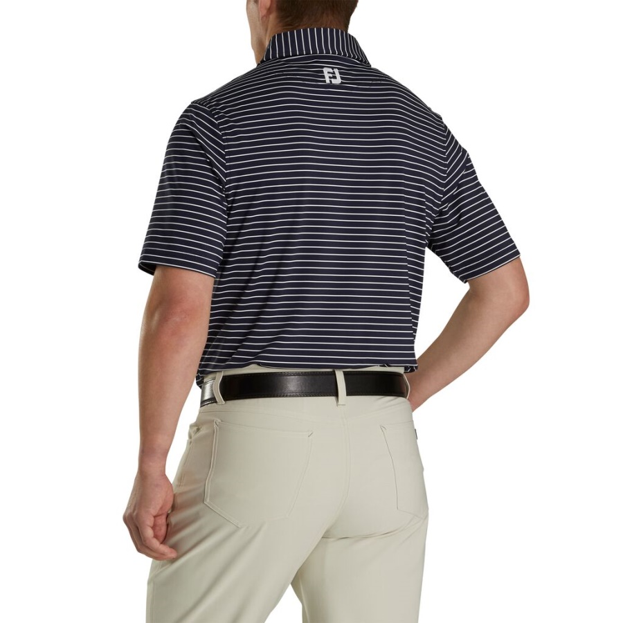 Footjoy Danmark Atletisk Pasform Klassisk Stribet Selvkrave Marineblå