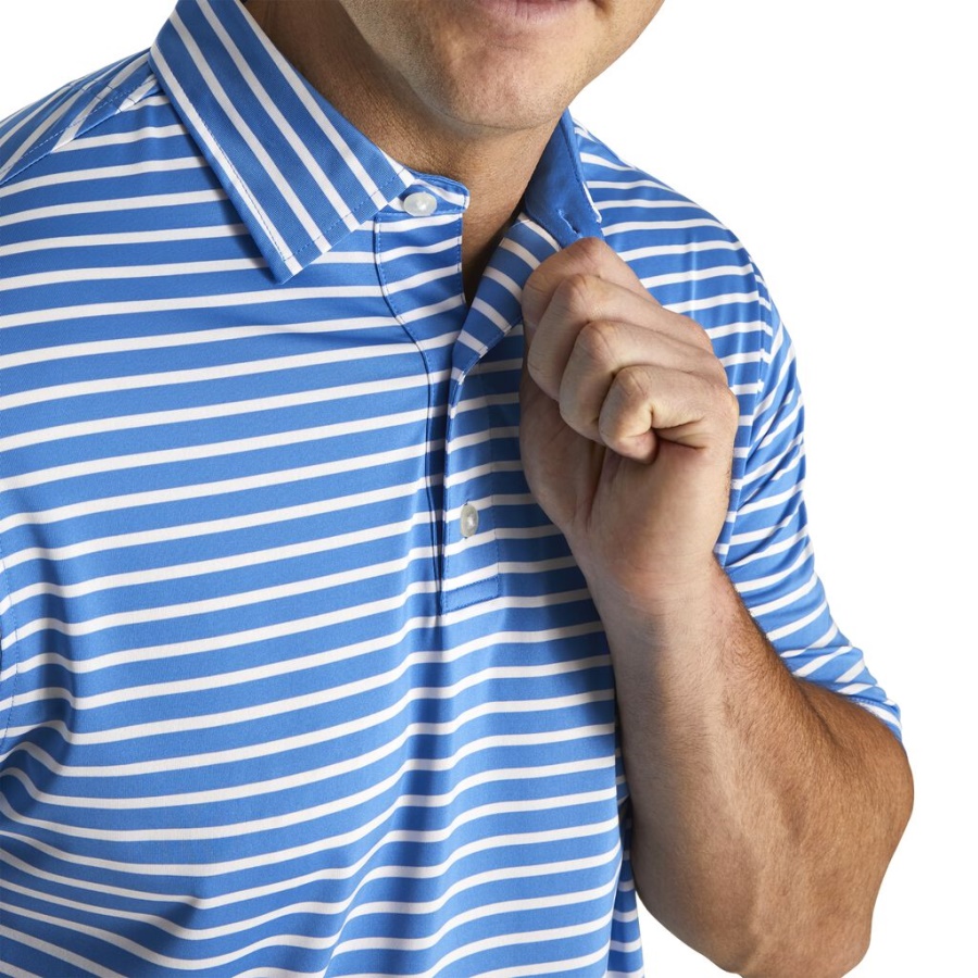 Hvid Lisle 2 Farve Stribe Selvkrave Footjoy Danmark