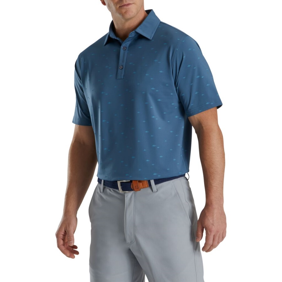 Footjoy Danmark Ink Athletic Fit School Of Fish Print Lisle Self Krave