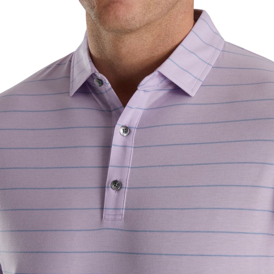 Lilla Footjoy Danmark Atletisk Pasform åben Stribet Jersey Selvkrave