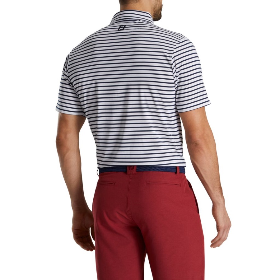 Lisle 2 Farve Stribe Self Krave Footjoy Danmark Hvid