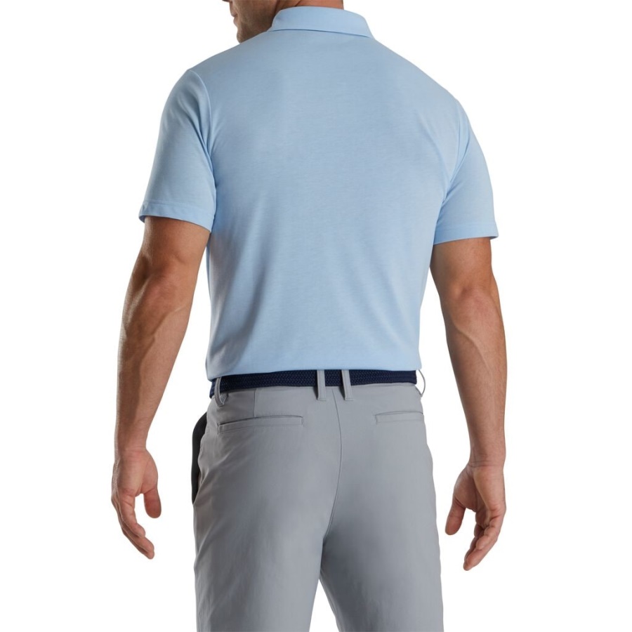 Blå Footjoy Danmark Atletisk Pasform Solid Jersey Selvkrave