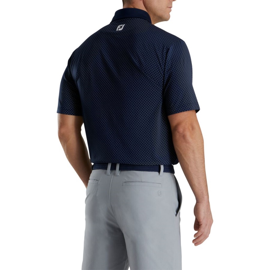 Footjoy Danmark Diamant Prik Print Lisle Self Krave Marineblå