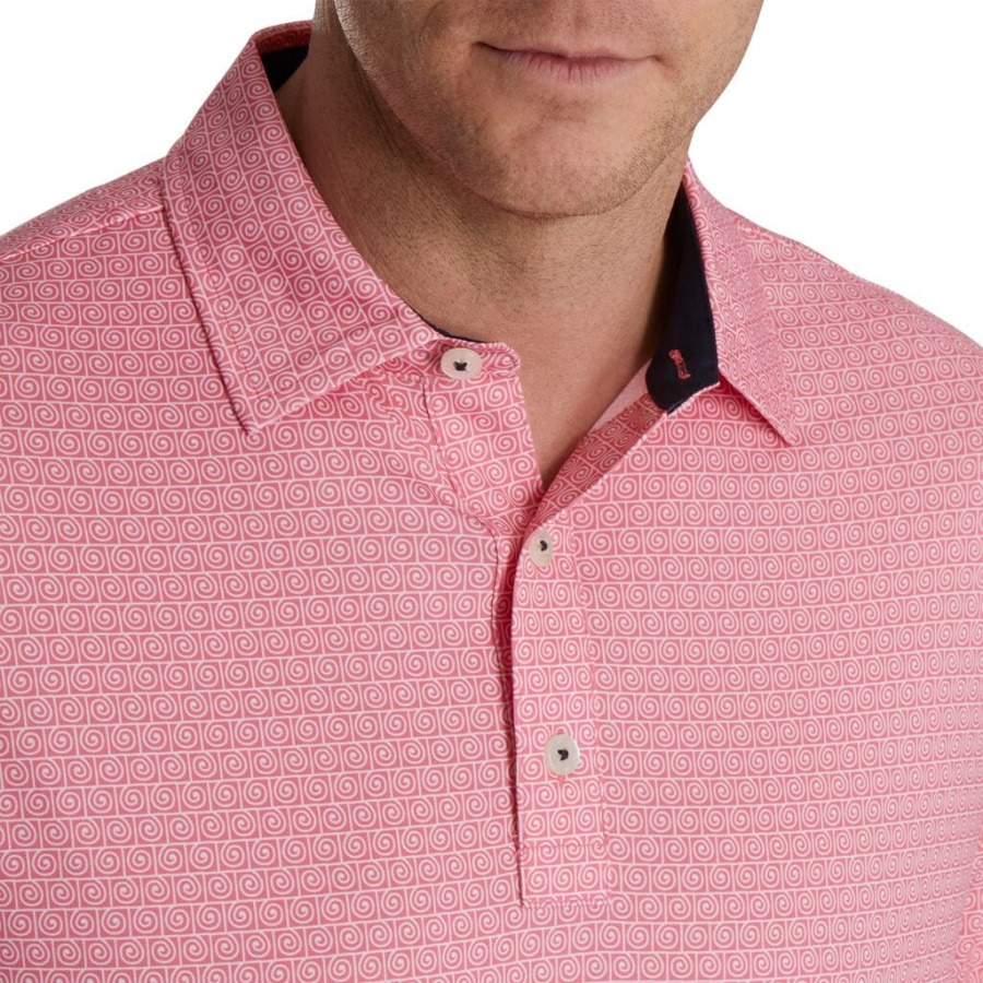 Hvid Spiral Linje Print Lisle Self Krave Footjoy Danmark