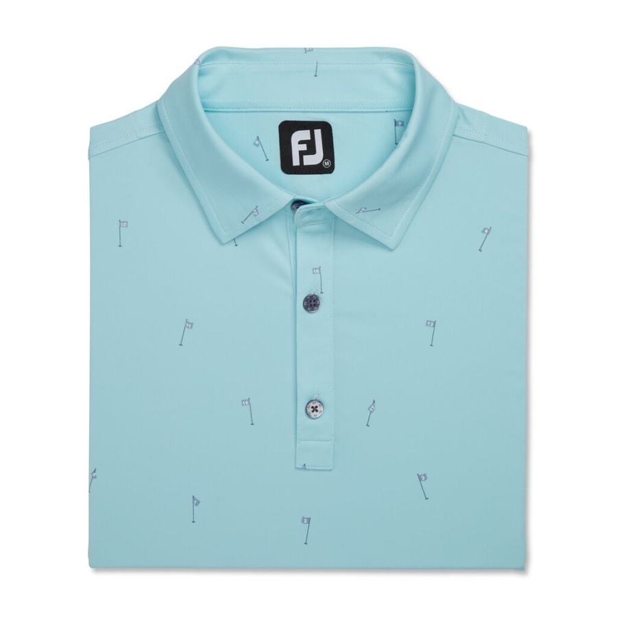 Azurblå Footjoy Danmark 18 Hullers Print Lisle Self Krave