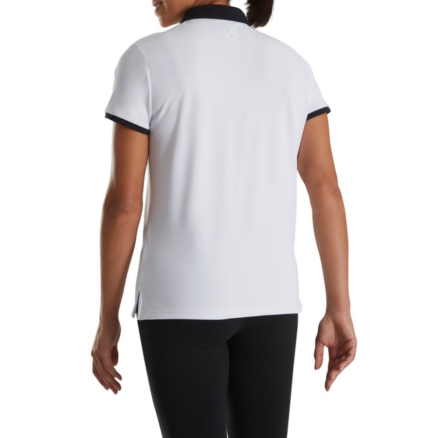 Footjoy Danmark Houndstooth Print Trim Skjorte Kvinder Hvid