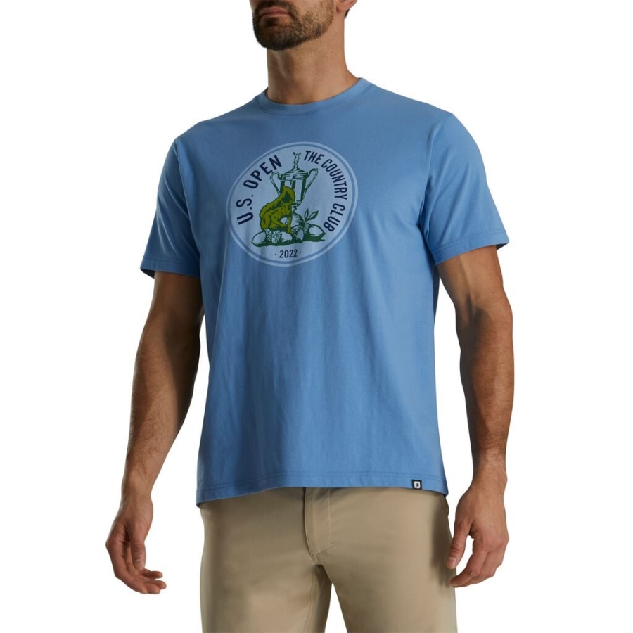 2022 U.s. åben Cirkel Grafisk T-shirt Forrige Sæson Stil Blå Footjoy Danmark