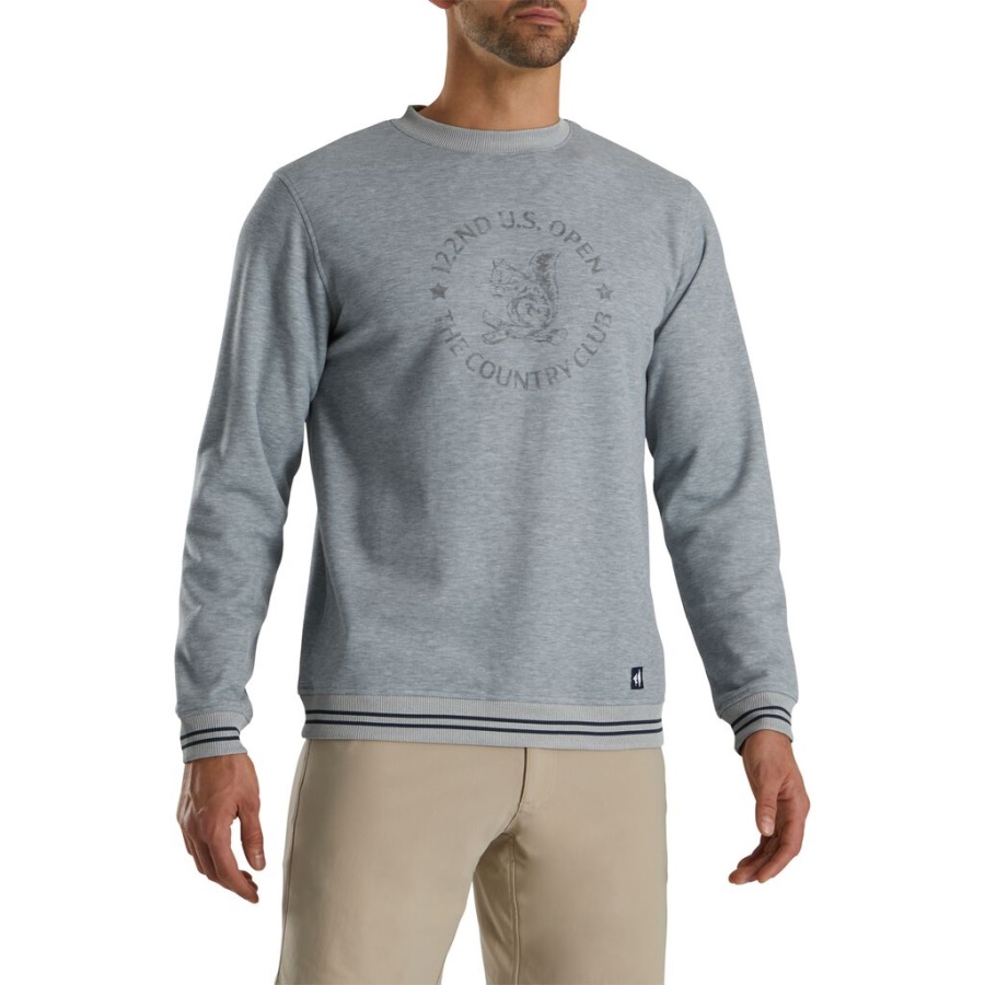 2022 U.s. åben Crew Neck Mellemlag Forrige Sæson Style Footjoy Danmark Grey