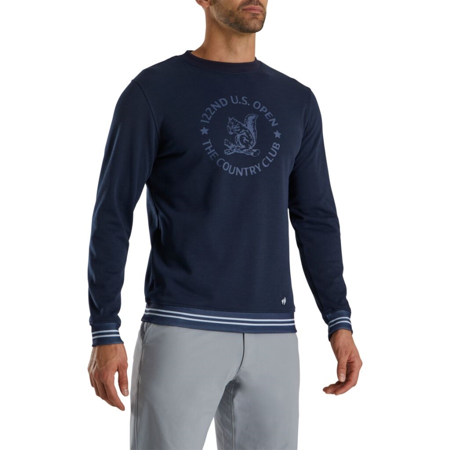 2022 U.s. åben Crew Neck Mellemlag Forrige Sæson Stil Marineblå Footjoy Danmark