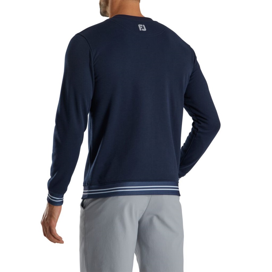2022 U.s. åben Crew Neck Mellemlag Forrige Sæson Stil Marineblå Footjoy Danmark